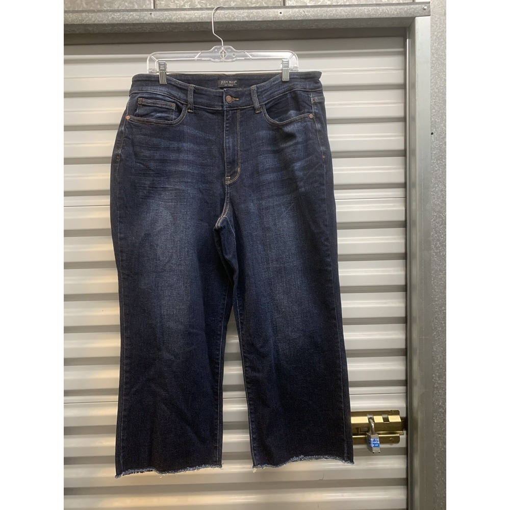 Judy Blue Wide Leg Blue Jeans Size 18W - 24 Inch Inseam Raw Hem